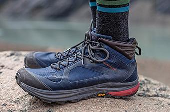 Topo Athletic Trailventure Hiking Boot (view of the side, hiking in Patagonia)